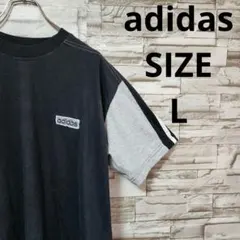 アディダス 90s 希少 ヴィンテージ Tシャツ 切替 バイカラー 刺繍ロゴ L