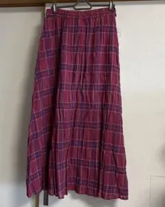 インドチェック柄ワッシャースカート　パープル　フリーサイズ　サマンサモスモス
