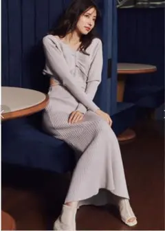 snidel カッティングオープンニットワンピース