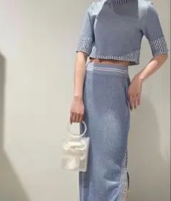 Spots Pattern Knitted Croped Top 24ssのサムネイル
