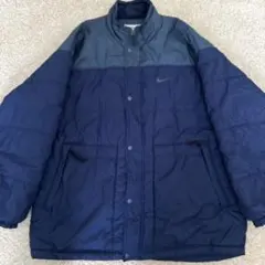 古着 90s ナイキ 中綿 コーチジャケット 紺 ダブルジップ 希少レア