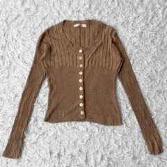 MAYSON GREY リブ ニット カーディガン Vネック ブラウン キャメル