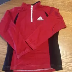 adidas 赤　ハーフジップ　トレーナー
