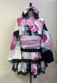 浴衣ドレス 帯なし ヘッドリボン付