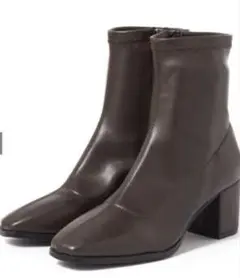 レザーショートブーツ（ブラウン）