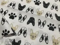 フレンチブルドッグがいーっぱい柄生地　入園入学準備　ハンドメイド
