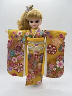 M371 リカちゃん着物 正絹振袖 金蘭帯 足袋セット - メルカリ