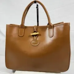 【美品】LONGCHAMP ブラウン トートバッグ ハンドバッグ ロゾ A4