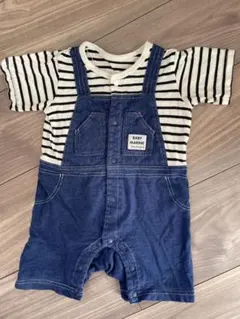 ストライプ柄デニムロンパース 70-80cm