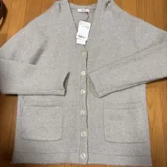 キャナル ジーン「新品タグ付き」グレー ウール混紡 カーディガン