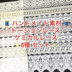 ❇✨ハンドメイド素材✨トーションレース/ケミカルレース 6種(7本) Gセット