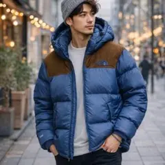 ノースフェイス ダウンジャケット メンズM ブルー ジャケット ダウン ヌプシ