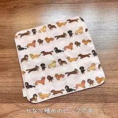 ガーゼハンカチ 5層 20×20 ハンドメイド ダックスフント 暗めピンク