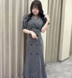 AnMILLE アンミール ストレートライン ワンピース OP ツイード 黒