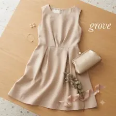 grove ノースリーブ タック ワンピース ラメ ベージュのサムネイル