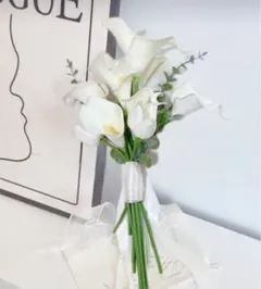 アーティフィシャルフラワーブーケ造花ブーケリリーホワイト前撮りブライダルクラッチ