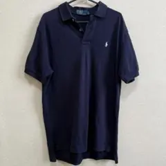 ポロバイラルフローレン　ワンポイント刺繍ロゴ古着ポロシャツ紺L