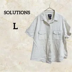 SOLUTIONS 半袖 シャツ ホワイト マーブル 100%コットン【L】