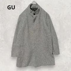 GU 千鳥格子柄 ウール スタンドカラーコート XL 白 黒 きれいめ レトロのサムネイル