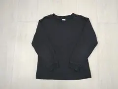 ダークグレー 長袖カットソー プリント入り