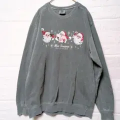 コンフォートカラーズ サンタ柄 スウェット クルーネック長袖 M クリスマス