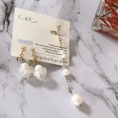 イヤリング　サージカル iU パール　ステンレス ハンドメイド　雫　おしゃれ