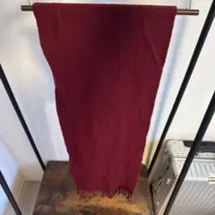 Paul Smith バーガンディ マフラー フリンジ付き　カシミア100%