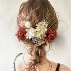 ドライフラワー髪飾り 水引き 和装 赤ヘッド 成人式振袖 卒業袴 結婚式 和玉