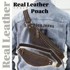 本革牛革2WAYショルダーバッグボディバッグウエストカジュアルダークブラウン