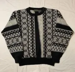 vintage 3D デザインニット セーター