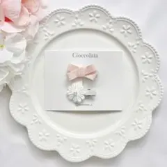 子供　ヘアクリップ　ベビー　キッズ　リボン　ヘアピン　ピンク　ドット　赤ちゃん