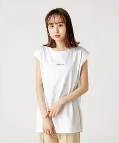 美品【mystic】シルケットロゴノースリTシャツ ジーナシス ページボーイ