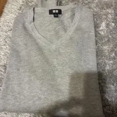 UNIQLO ユニクロ カシミア✖️綿Vネックセーター グレー S