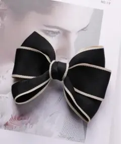 ☆新品☆ リボンバレッタ✴︎ バイカラー　ブラック　黒　フォーマル　カジュアル