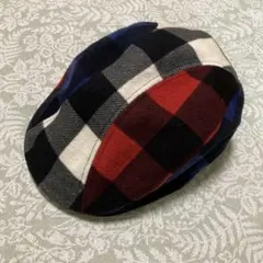 sqall inc 黒x白x赤x青系　チェック柄 ハンチング帽