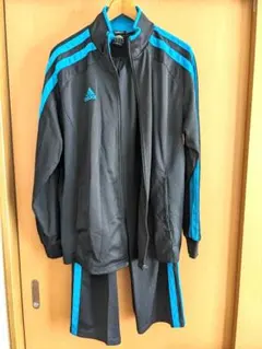 adidas ジャージ 上下セット ブラック ブルー