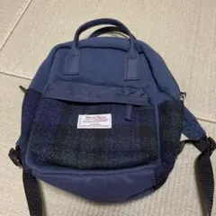 ネイビー チェック柄ポケット リュック