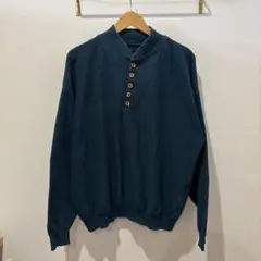 USA製　LAND’S END コットンニット ヘンリーネックランズエンド90s