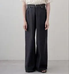 kastane デニムタックワイドパンツ　黒のサムネイル