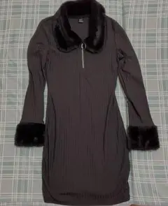 シーイン　ミニワンピース　黒　ファー