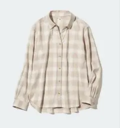 UNIQLO ユニクロ ソフトブラッシュドチェックシャツ ベージュ Sサイズ