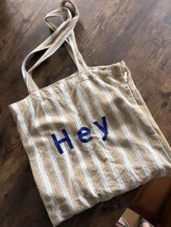 ストライプ柄トートバッグ「Hey」