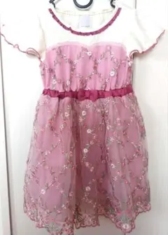 axes　フォーマル　花　卒園　入園　発表会　刺繍　ピンク　ワンピース　ドレス