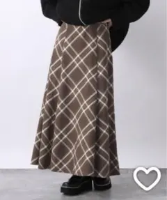 JEANASIS ブラウン チェック柄 キリカエフレアスカート