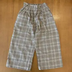 チェック柄ウエストゴムワイドパンツ 120