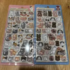 正規品　ボンボンドロップ 立体シール 2シートセット猫と和柄シール