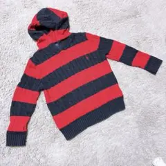 ポロラルフローレン　赤とネイビーのストライプセーター