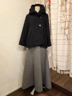 2/11迄限定値下げ！soeur7　フード付きコート　38　ヤマダヤ福袋 セール】 【OUTLET】モチーフ付きライトダッフルコート