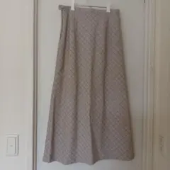 グレー チェック柄 ロングスカート秋冬