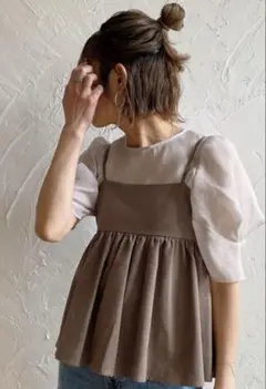 JUNOAH リネン混キャミソールトップス
